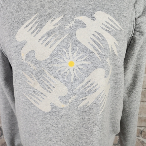Anthropologie Jason  Yun Peace Dove Ruched Gray Pullover Sweatshirt Size Small - Picture 6 of 14